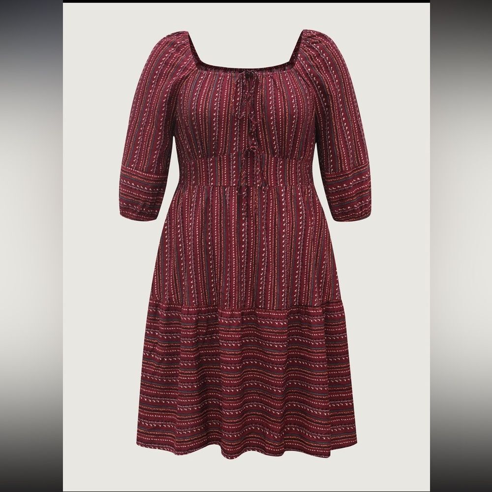 BloomChic Fall Stripes Cinched-Waist Tie Midi Dress – Size 1X - NWT - Picture 7 of 7